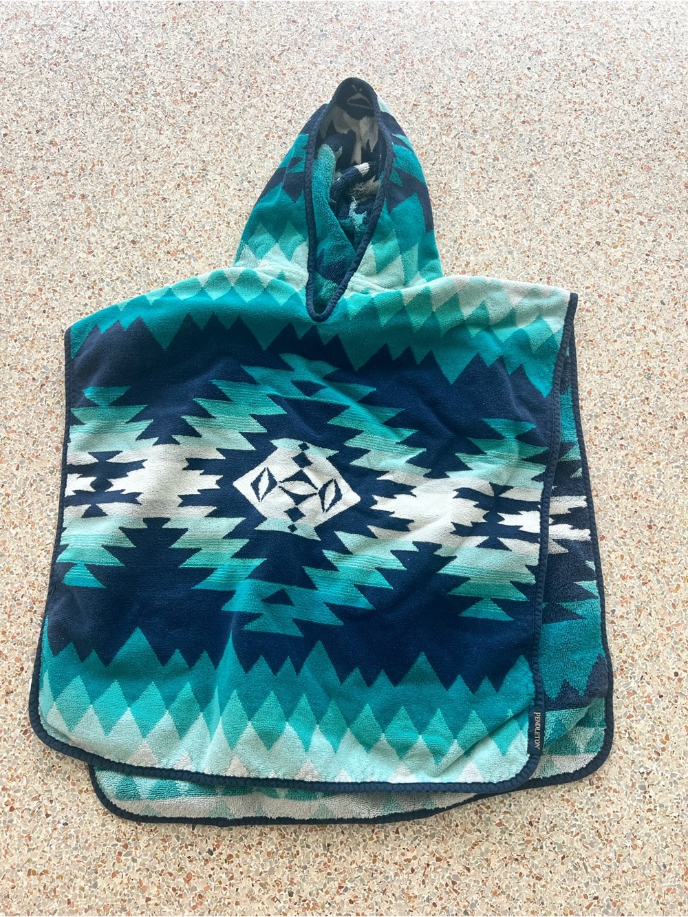 Pendleton Kids Hooded Swim Coverup in Teal, Navy & White